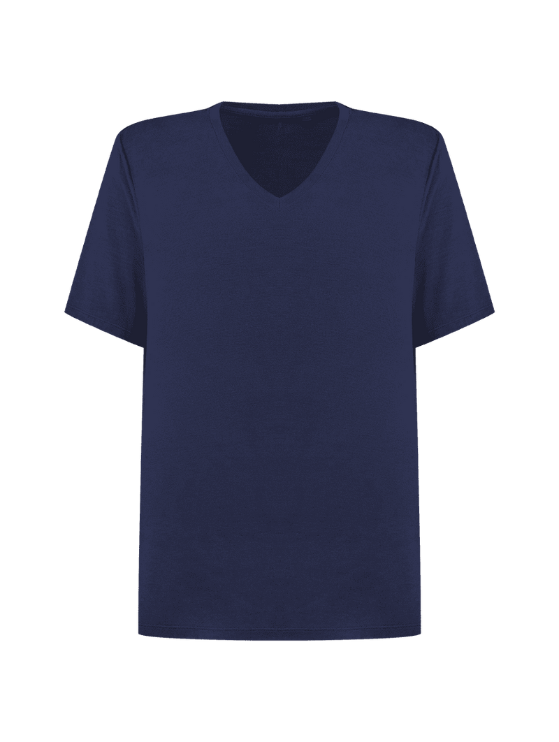 Básico Masculino Camiseta Gola V em Viscose